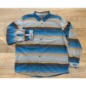 Patagonia Midweight Fjord Flannel Mens XXL Shirt Striped Hiking Flap Pockets